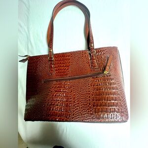 Elegant Brown Crocodile-Embossed Tote Bag